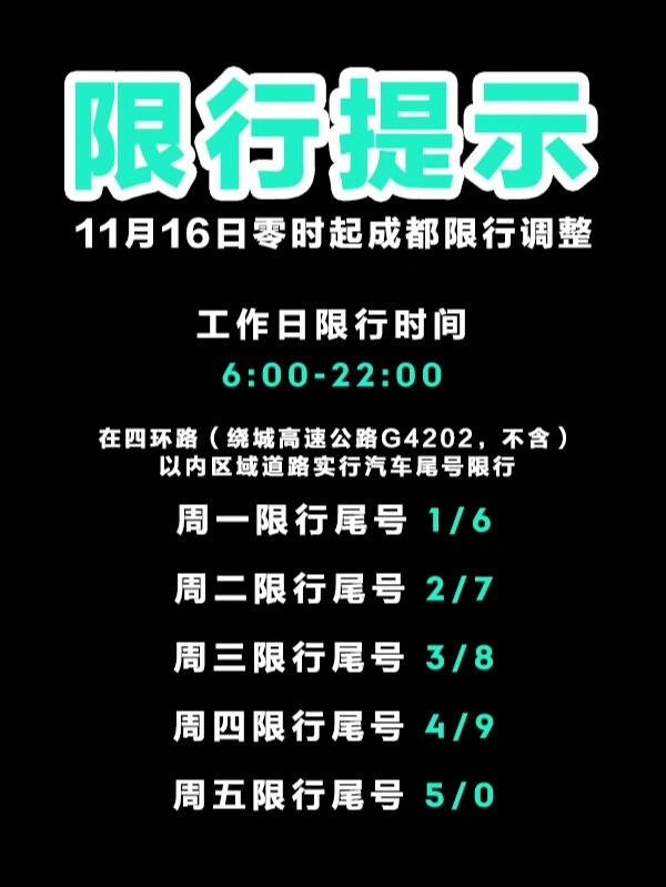 成都限号-成都限号时间表-第1张图片